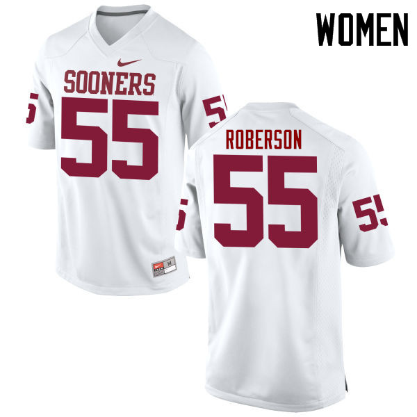 Women Oklahoma Sooners #55 Logan Roberson College Football Jerseys Game-White